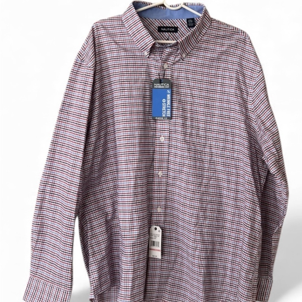 Nautica Men's Red and Blue Plaid Button Down Shirts/NWT/XXL - Picture 2 of 11